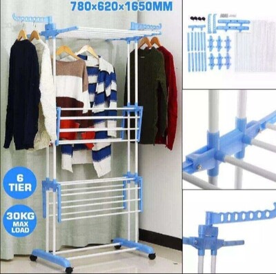 Heavy Duty Double Pole Cloth Dyer Rack with 30kg Weighing Capacity